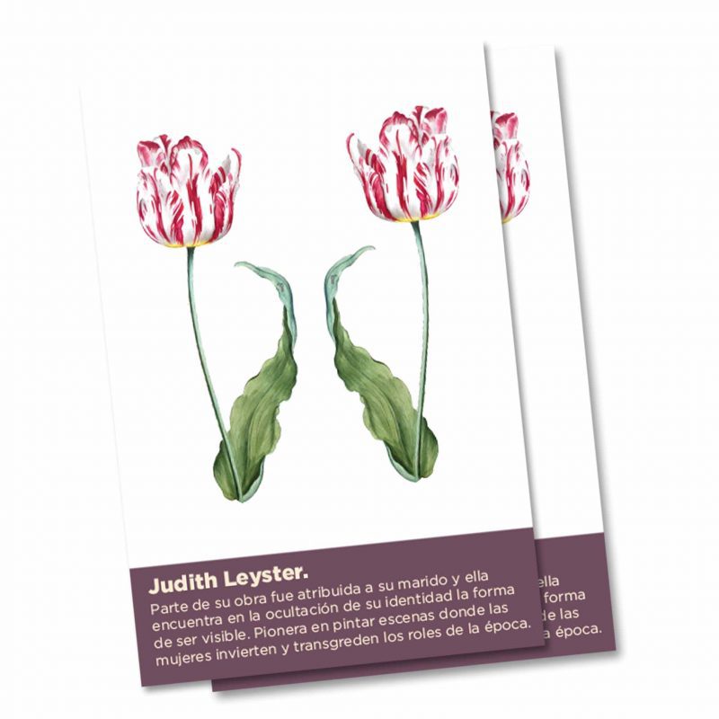La breve explicación de la autora de este tatuaje temporal de tulipanes, Judith Leyster.
